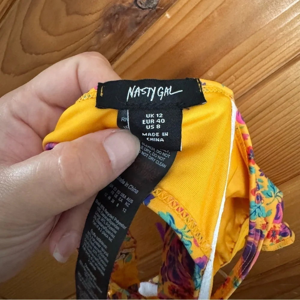 Nasty Gal Ditsy Fruit Print Underwire Bow Bikini Bra